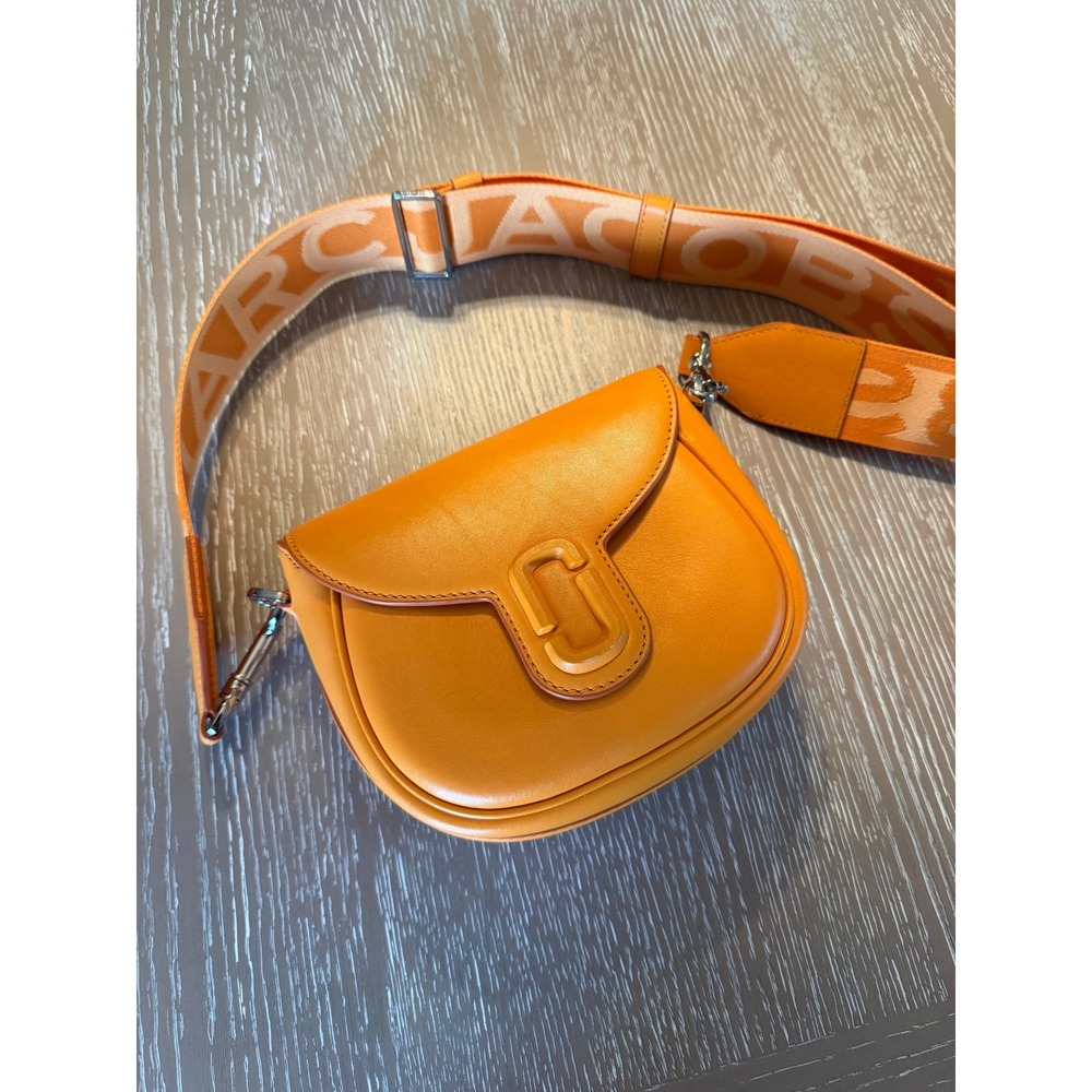 Marc Jacobs J Marc Saddle Bag Orange Leather Crossbody Webbing Strap